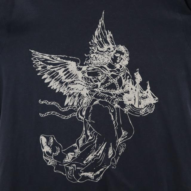 LOUIS VUITTON ルイヴィトン イタリア製 シルクブレンド エンジェル プリント 半袖 Tシャツ XL ネイビー 天使 メンズ_4