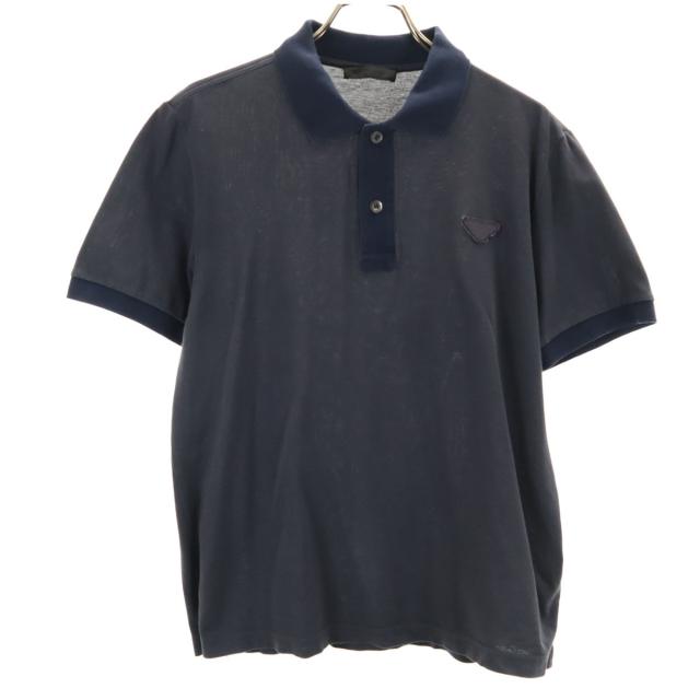 PRADA ネイビー ポロシャツ サイドライン L PRADA ネイビー ポロシャツ サイドライン L PRADA ネイビー ポロシャツ