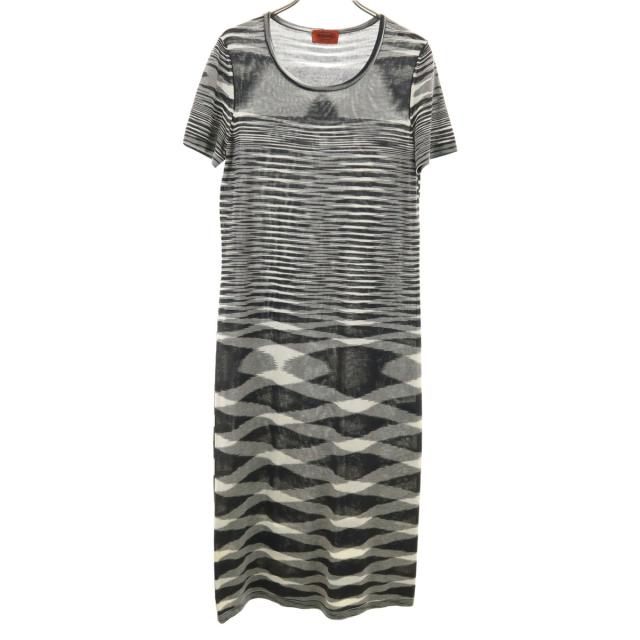 Missoni ミッソーニ イタリア製 総柄 半袖 ワンピース 40 黒系 レディース