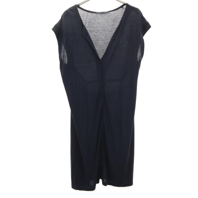 JIL SANDER ジルサンダー イタリア製 ノースリーブ スキッパーカラー ワンピース 32 ネイビー レディース