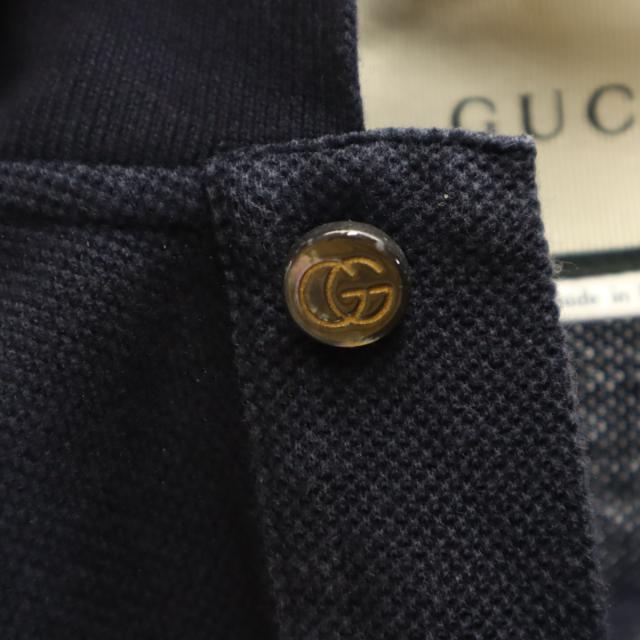 GUCCI グッチ イタリア製 半袖 ポロシャツ L 濃紺 鹿の子 レディース_6
