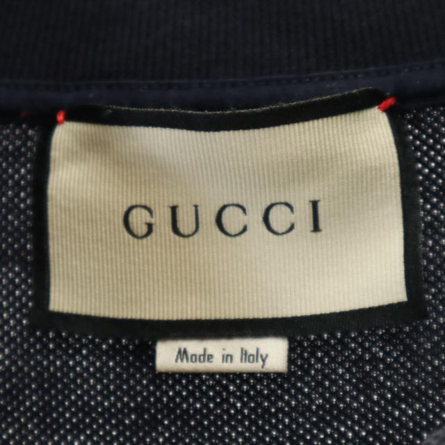 GUCCI グッチ イタリア製 半袖 ポロシャツ L 濃紺 鹿の子 レディース_8