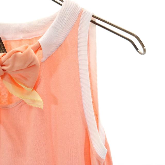 LOUIS VUITTON ルイヴィトン イタリア製 ボーダー柄 ノースリーブ ニット XS サーモンピンク レディース LOUIS VUITTON ルイヴィトン イタリア製 ボーダー柄 ノースリーブ