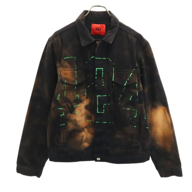 美品 424 デニムジャケット サード ダメージ加工 腕章 ウォッシュド M フォートゥーフォー 腕章 ダメージ加工デニムジャケット インディゴ