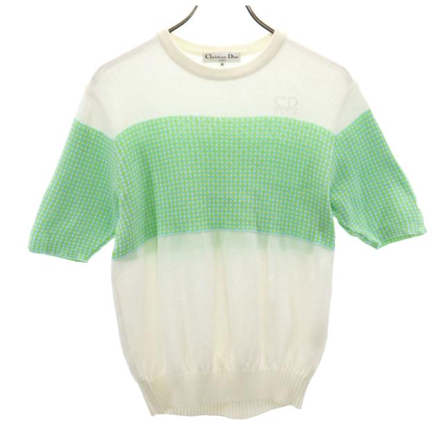 Christian Dior SPORTS クリスチャンディオールスポーツ 90s オールド 半袖 ニット M ホワイト レディース