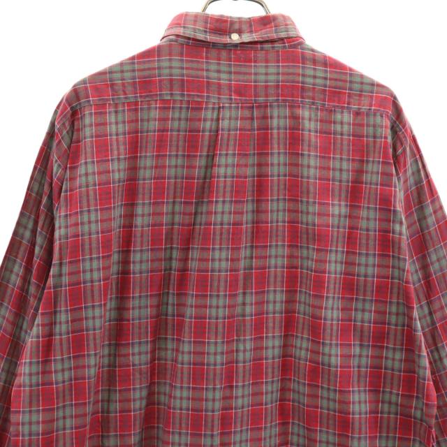古着 MAYWOOD 60s ヴィンテージ チェック柄 長袖 ボタンダウンシャツ L レッド メンズ MAYWOOD 60s ヴィンテージ チェック柄 長袖 ボタンダウンシャツ L