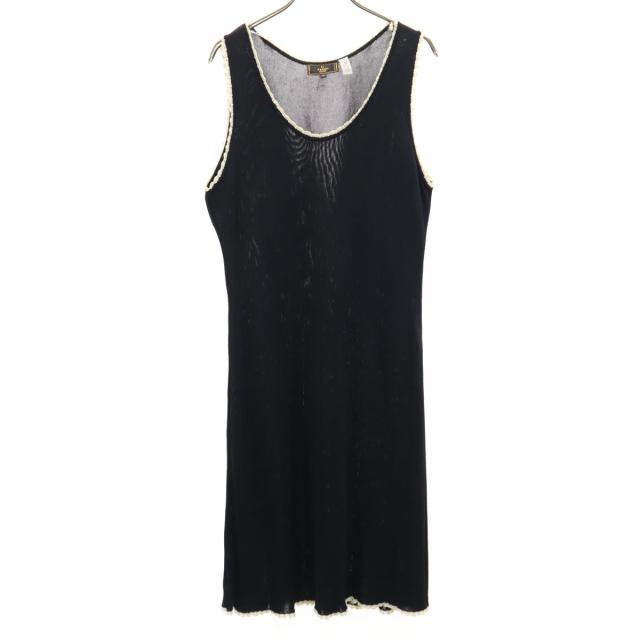 FENDI フェンディ イタリア製 ノースリーブ ニット ワンピース 46 濃紺 レディース