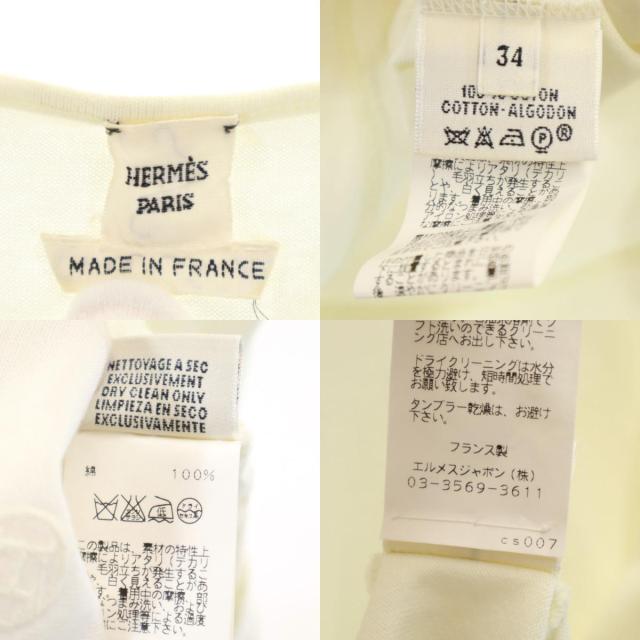 HERMES エルメス フランス製 半袖 Tシャツ 34 アイボリー レディース_9