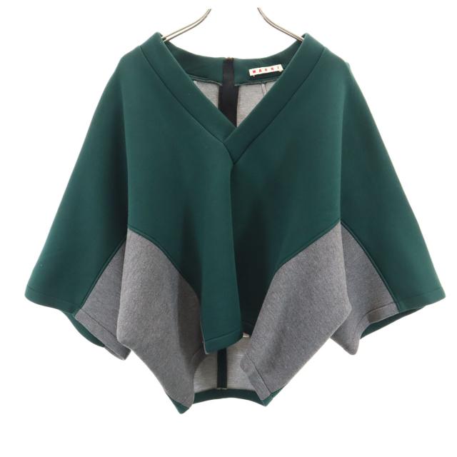 MARNI マルニ イタリア製 5分袖 ボンディング Vネック ドルマン カットソー 38 深緑 レディース