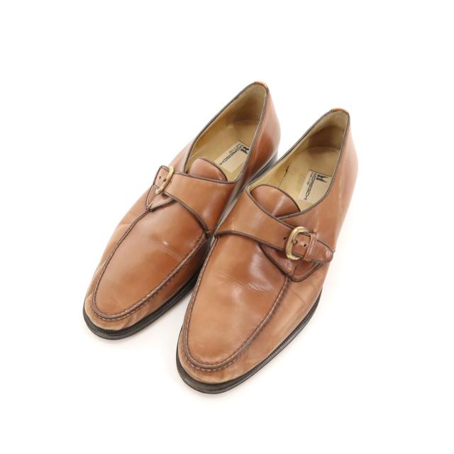 MORESCHI モレスキー イタリア製 ビジネスシューズ 71/2 キャメル モンクストラップ メンズ