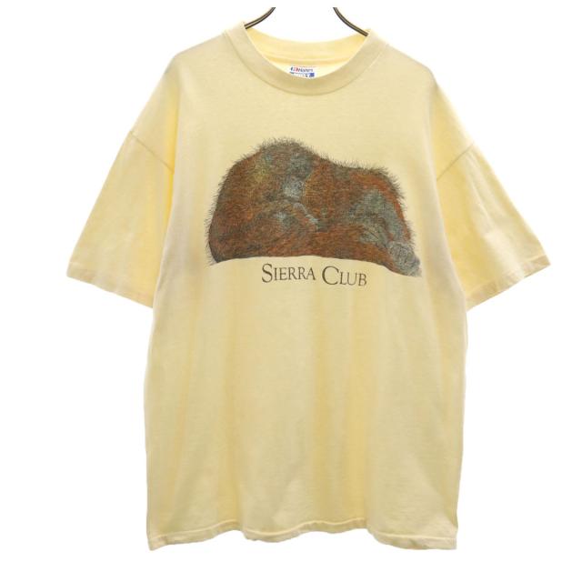 Hanes ヘインズ 80s 90s USA製 オールド SIERRA CLUB オラウータン プリント 半袖 Tシャツ シングルステッチ BEEFY-T アニマル柄 メンズ