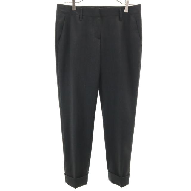 PRADA プラダ イタリア製 チェック柄 スラックスパンツ 38 チャコールグレー レディース
