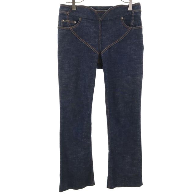 YVES SAINT LAURENT イヴサンローラン イタリア製 フレアデニムパンツ F38 インディゴ ジーンズ RIRIジップ ハート レディース