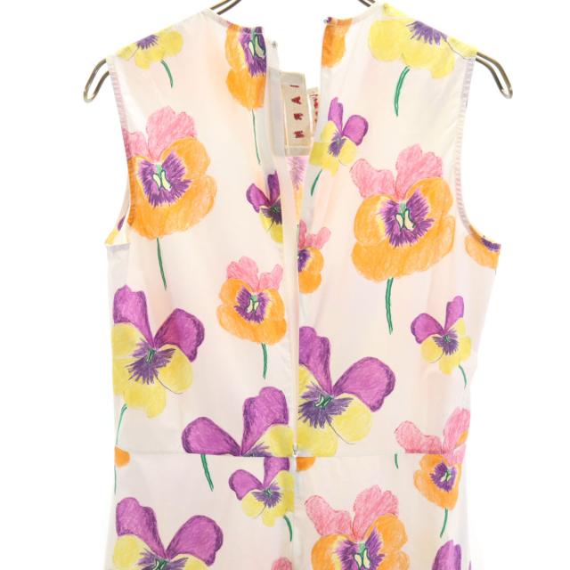 美品✨ MARNI マルニ ノースリーブ ワンピース 総柄 花柄 size38 MARNI マルニ イタリア製 花柄 ノースリーブ ワンピース 38 ホワイト