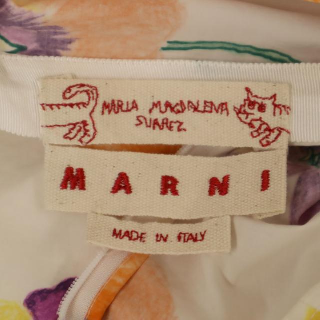 MARNI マルニ イタリア製 花柄 ノースリーブ ワンピース 38 ホワイト