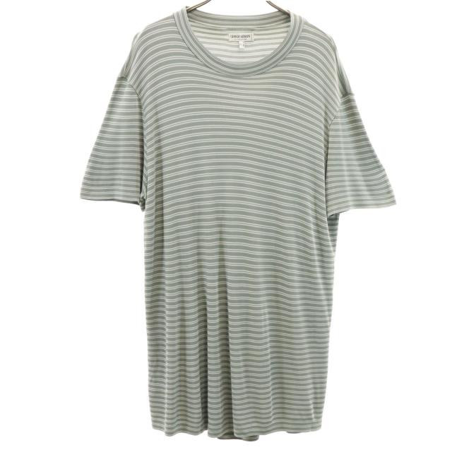 GIORGIO ARMANI ジョルジオアルマーニ イタリア製 ボーダー柄 半袖 Tシャツ L グレー メンズ