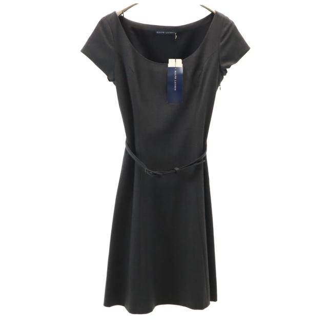 RALPH LAUREN ラルフローレン 未使用 ウールブレンド フレンチスリーブ ワンピース 11 グレー タグ付き レディース