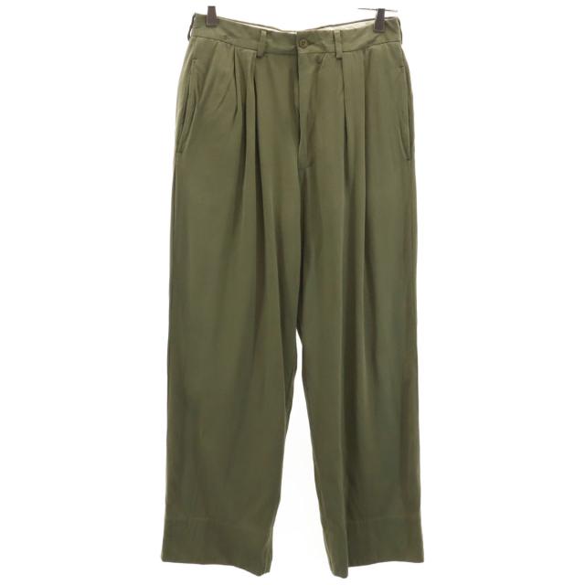 GIORGIO ARMANI ジョルジオアルマーニ イタリア製 タック パンツ 44 カーキ メンズ