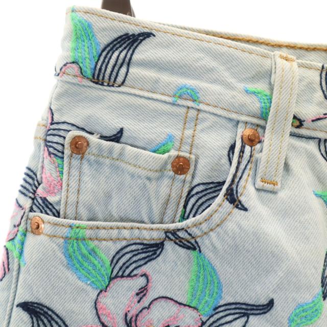 Levi's リーバイス 501 ビッグE 花刺繍 デニムショートパンツ W25