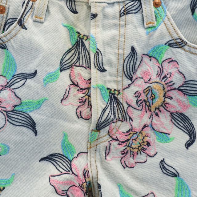 Levi's リーバイス 501 ビッグE 花刺繍 デニムショートパンツ W25