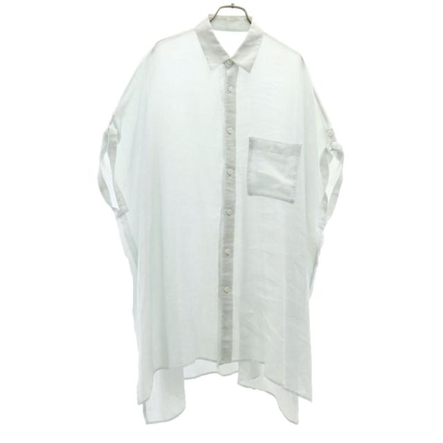 Y’s ワイズ 日本製 リネン 半袖 シャツワンピース 2 ブルーグレー系 ヨウジヤマモト レディース