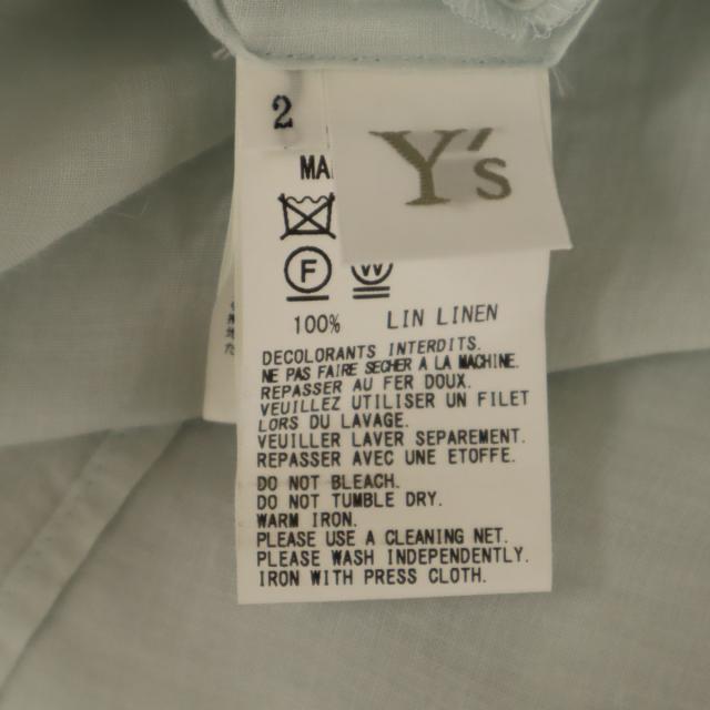 Y's ワイズ 日本製 リネン 半袖 シャツワンピース 2 ブルーグレー系