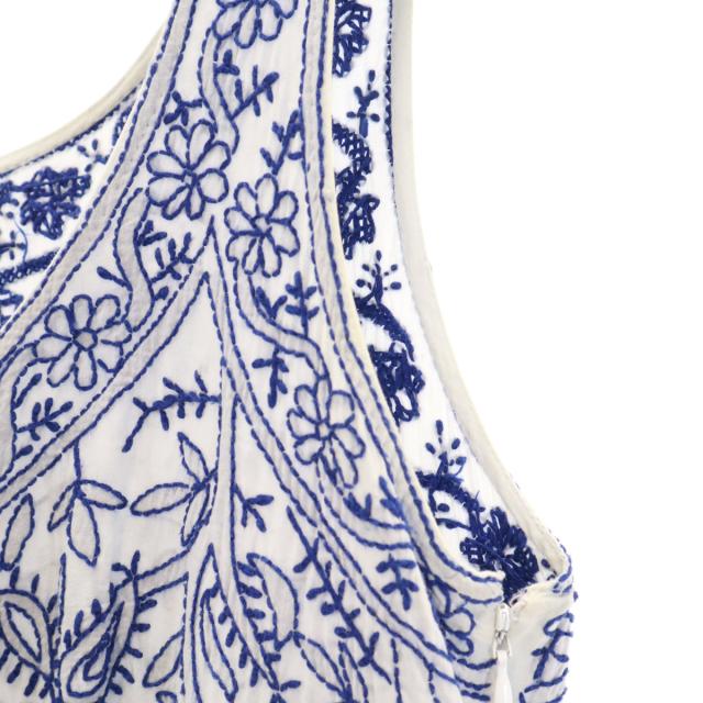 PRADA プラダ リーフ刺繍 ノースリーブ ミニワンピース 38 ホワイト