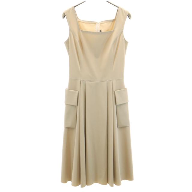 FOXEY NEW YORK フォクシーニューヨーク 日本製 ノースリーブ ミニワンピース 38 ベージュ レディース