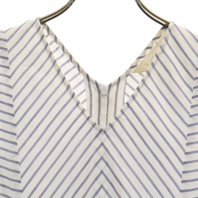 マックスマーラ　美品　シルク混ドレープノースリーブ　バックリボン(40)白タグ マックスマーラ 美品 シルク混ドレープノースリーブ バック