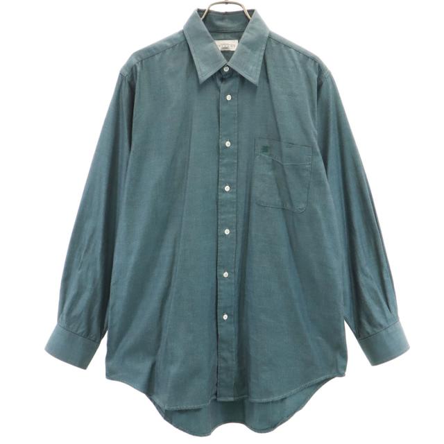 GIVENCHY ジバンシィ 90s 日本製 オールド ヘリンボーン柄 長袖 シャツ 39-82 チャコールグレー系 メンズ