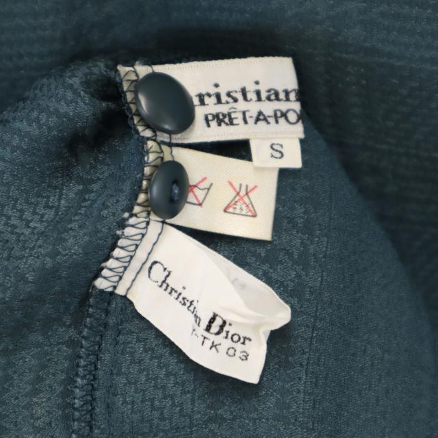 Christian Dior クリスチャンディオール 90s シルク オールド 長袖 ブラウス S チャコールグレー系 シャツ レディース_7