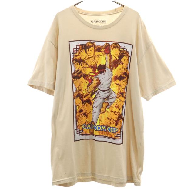 CAPCOM カプコン ストリートファイター プリント 半袖 Tシャツ XL アイボリー メンズ