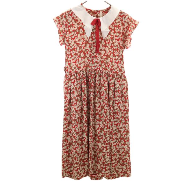 PINK HOUSE ピンクハウス 花柄 半袖 ワンピース レッド レディース