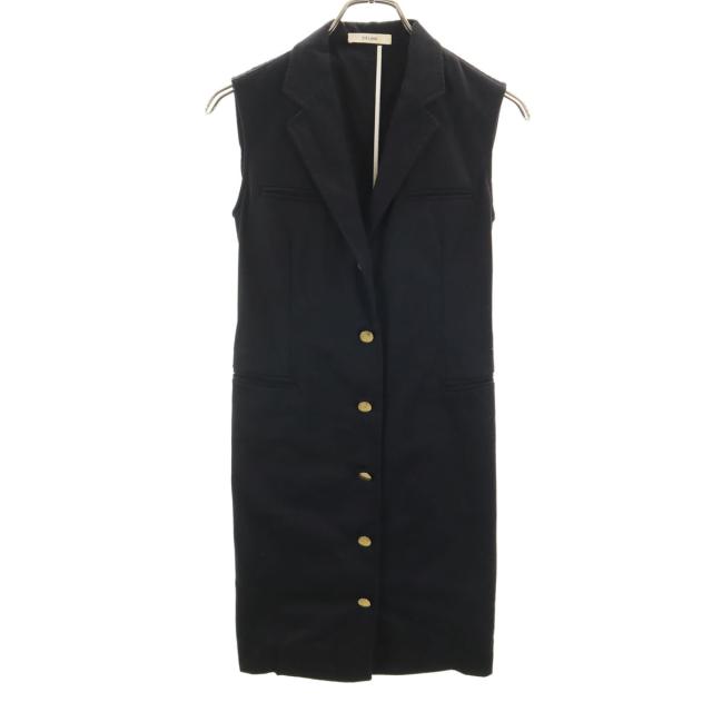 CELINE セリーヌ フランス製 半袖 ロング ベスト 36 ブラック レディース