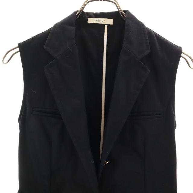 CELINE セリーヌ フランス製 半袖 ロング ベスト 36 ブラック レディース_2