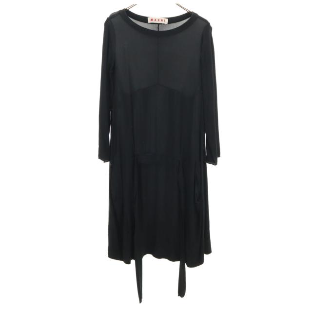Marni ブラック 長袖ワンピース 38 MARNI マルニの可愛い超ロングワンピースイタリア製38サイズ