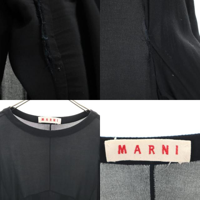 Marni ブラック 長袖ワンピース 38 MARNI マルニの可愛い超ロングワンピースイタリア製38サイズ