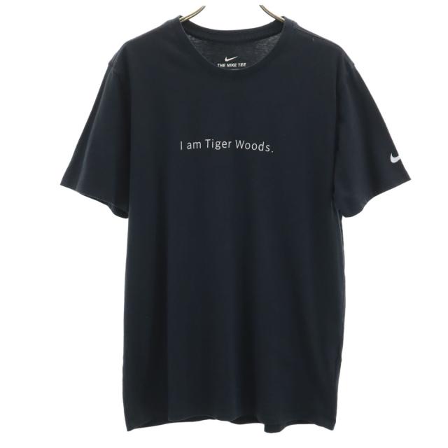 NIKE ナイキ タイガーウッズ プリント 半袖 Tシャツ L ブラック メンズ