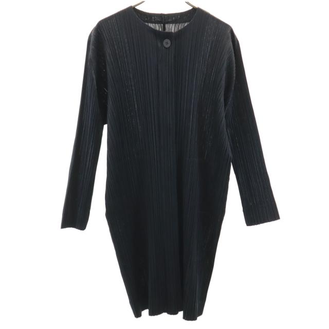 PLEATS PLEASE プリーツプリーズ 日本製 長袖 プリーツ ロング カーディガン 2 ブラック イッセイミヤケ レディース