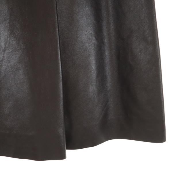 CELINE セリーヌ フランス製 ラムレザー ミディスカート 36 ダークブラウン系 レディース_2