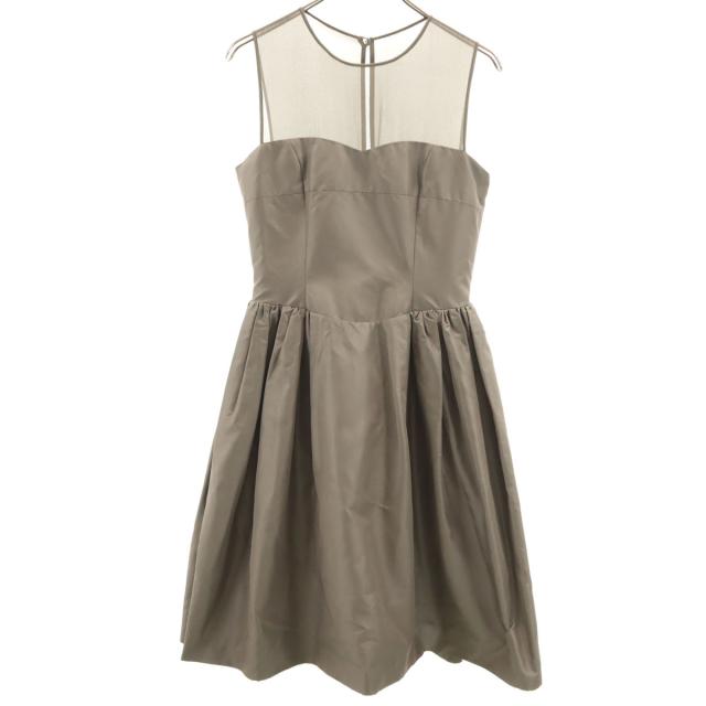 DAISY LIN For FOXEY デイジーリンフォーフォクシー 日本製 シルク ノースリーブ ギャザー ワンピース 40 グレーブラウン系 レディース