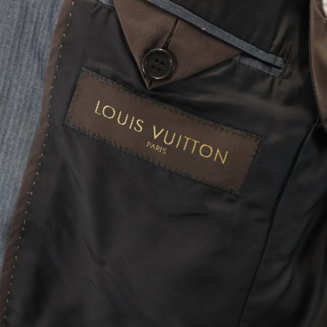 LOUIS VUITTON ルイヴィトン イタリア製 ヘリンボーン柄 デニムテーラードジャケット 46 チャコールグレー メンズ_7