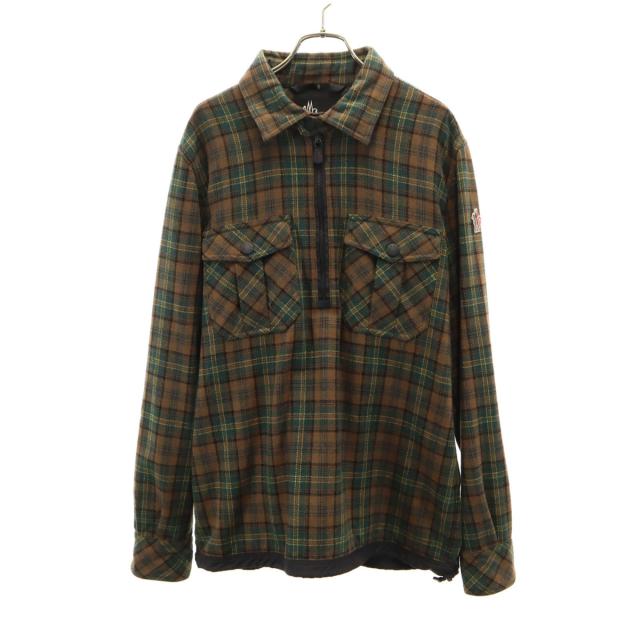 MONCLER モンクレール 長袖 ハーフジップ ネルシャツ L ブラウン系 プルオーバー メンズ