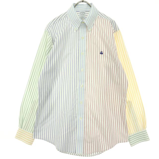 Brooks Brothers ブルックスブラザーズ マルチカラー ストライプ柄 長袖 コットンシャツ M ブルー メンズ