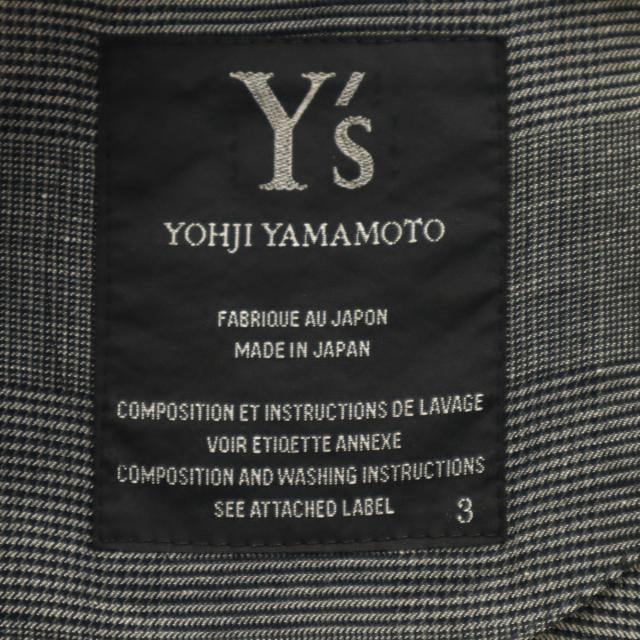 Y’s ワイズ 日本製 リネンブレンド 総柄 ジャケット 3 グレー系 ヨウジヤマモト メンズ_7