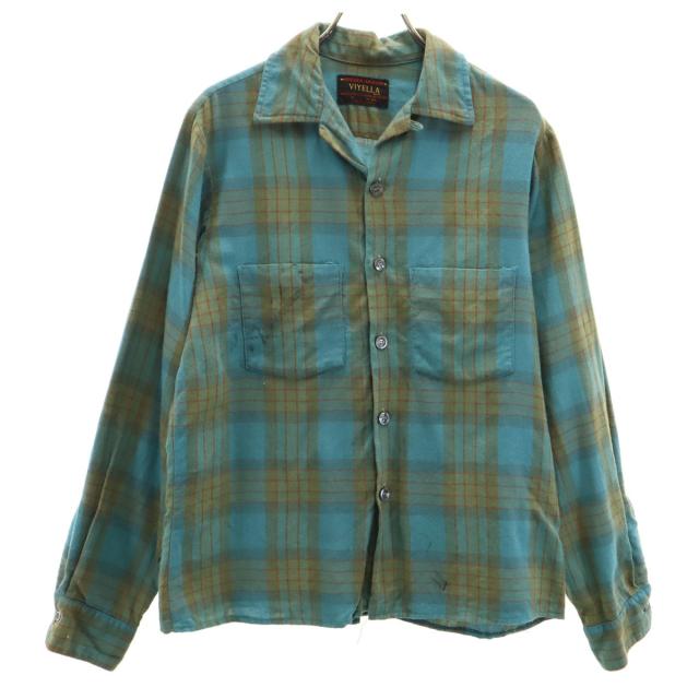 60s アメリカ製 Arrow アロー チェック柄 オープンカラー シャツ