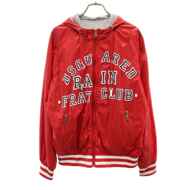 DSQUARED2 ディースクエアード2 長袖 リバーシブル ナイロン フードジャケット 50 レッド メンズ