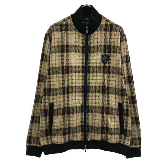 Kinloch Anderson キンロックアンダーソン チェック柄 ワッペン ノーカラージャケット M ベージュ系 メンズ