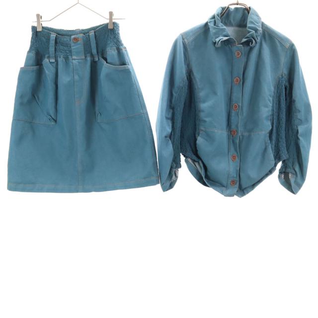 me ISSEY MIYAKE ミーイッセイミヤケ 日本製 長袖 デニムシャツ 上下セットアップ レディース