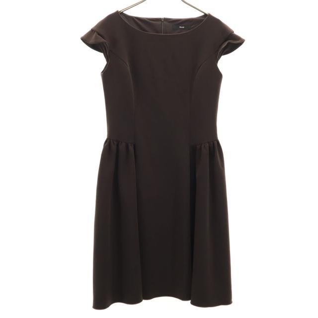 Rene ルネ 日本製 フレンチスリーブ 膝丈ワンピース 36 ブラウン レディース